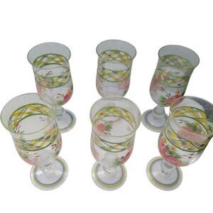Waverly Garden Room Masterpiece Line Lot Of 6 Hand Painted Floral Goblet 41626-1